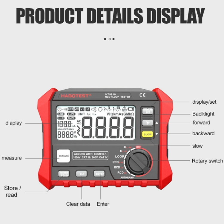 HABOTEST HT5910 Tester per interruttori di dispersione e resistenza del circuito, HT5910