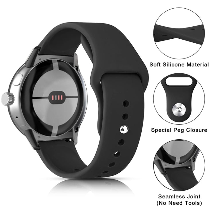 Cinturino in silicone con fibbia inversa tinta unita, For Google Pixel Watch 4 / 3 / 2 / 1 41mm