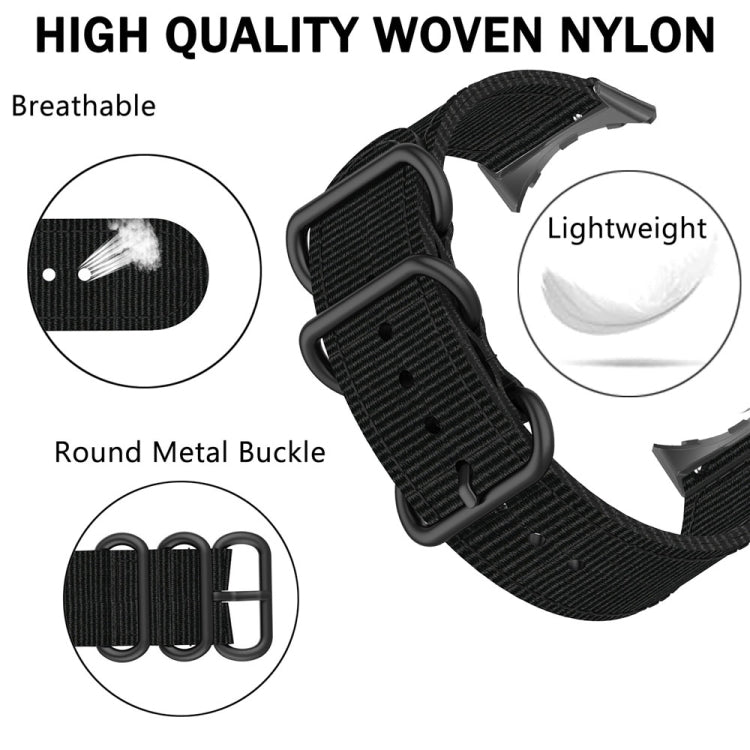 Cinturino per orologio in nylon con fibbia nera a tre anelli, For Google Pixel Watch 4 / 3 / 2 / 1 41mm