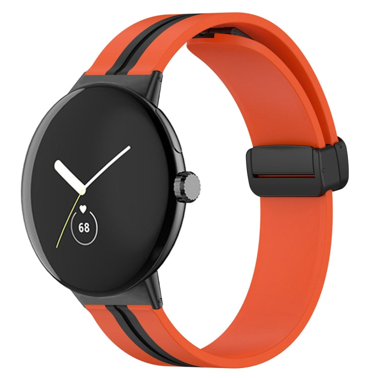 Cinturino in silicone con fibbia pieghevole bicolore, For Google Pixel Watch 4 / 3 / 2 / 1 41mm