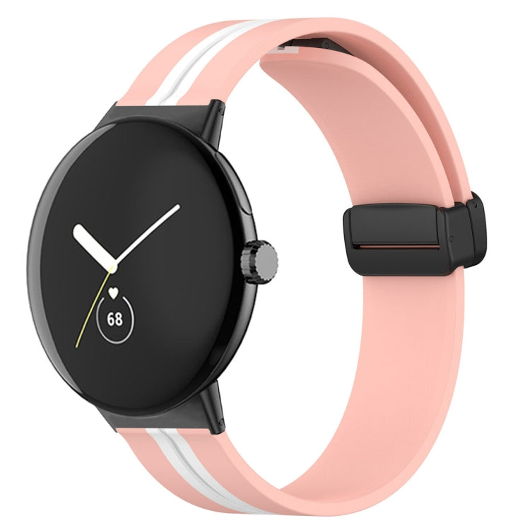 Cinturino in silicone con fibbia pieghevole bicolore, For Google Pixel Watch 4 / 3 / 2 / 1 41mm