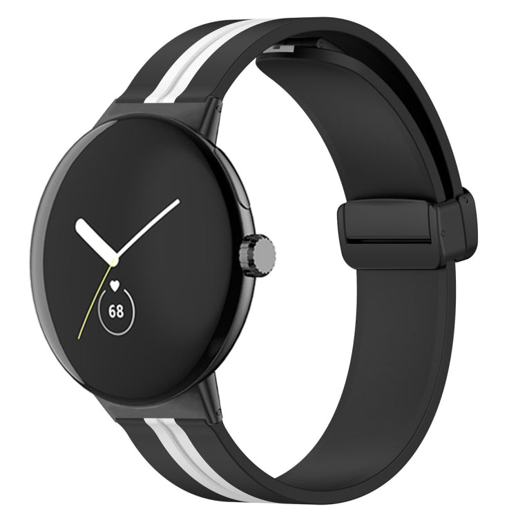 Cinturino in silicone con fibbia pieghevole bicolore, For Google Pixel Watch 4 / 3 / 2 / 1 41mm