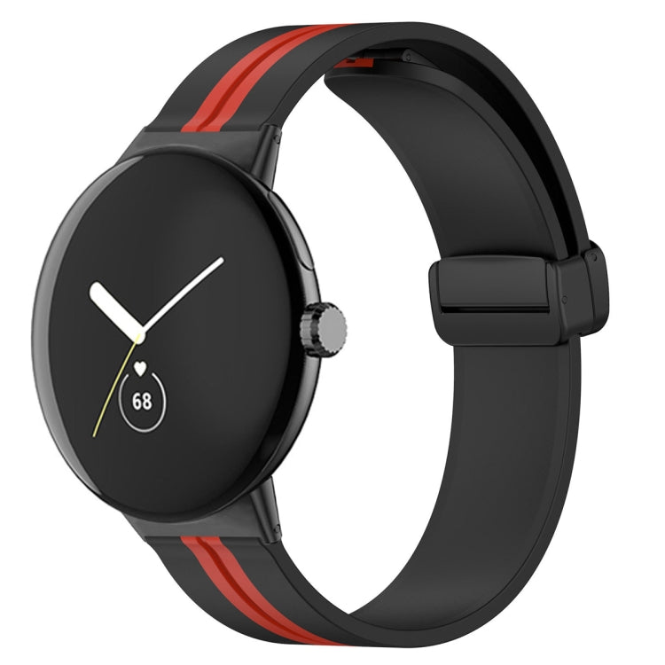 Cinturino in silicone con fibbia pieghevole bicolore, For Google Pixel Watch 4 / 3 / 2 / 1 41mm