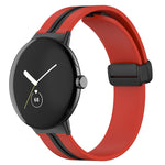 Cinturino in silicone con fibbia pieghevole bicolore, For Google Pixel Watch 4 / 3 / 2 / 1 41mm