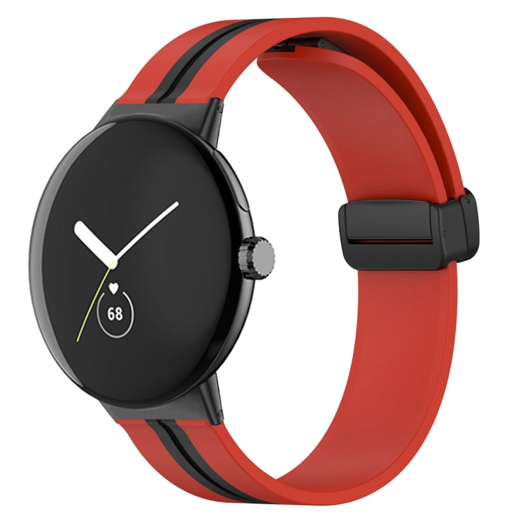 Cinturino in silicone con fibbia pieghevole bicolore, For Google Pixel Watch 4 / 3 / 2 / 1 41mm