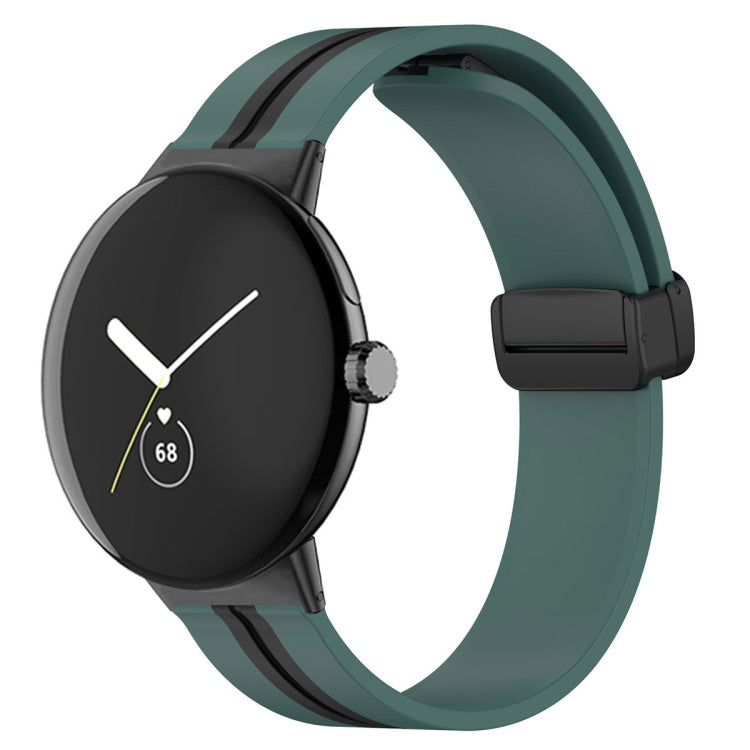 Cinturino in silicone con fibbia pieghevole bicolore, For Google Pixel Watch 4 / 3 / 2 / 1 41mm