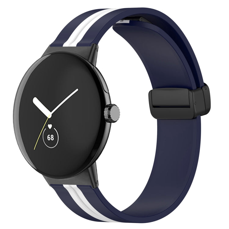 Cinturino in silicone con fibbia pieghevole bicolore, For Google Pixel Watch 4 / 3 / 2 / 1 41mm