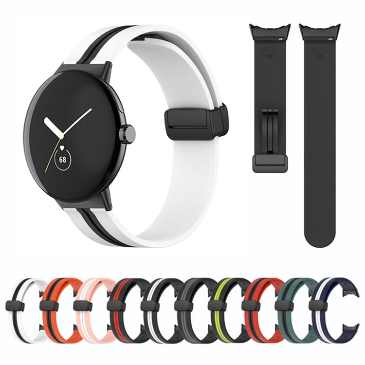 Cinturino in silicone con fibbia pieghevole bicolore, For Google Pixel Watch 4 / 3 / 2 / 1 41mm