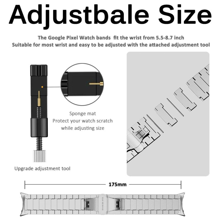 Un cinturino in metallo con fibbia a farfalla con perline, For Google Pixel Watch 4 / 3 / 2 / 1 41mm