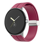 Cinturino in silicone con fibbia pieghevole in tinta unita, For Google Pixel Watch 4 / 3 / 2 / 1 41mm