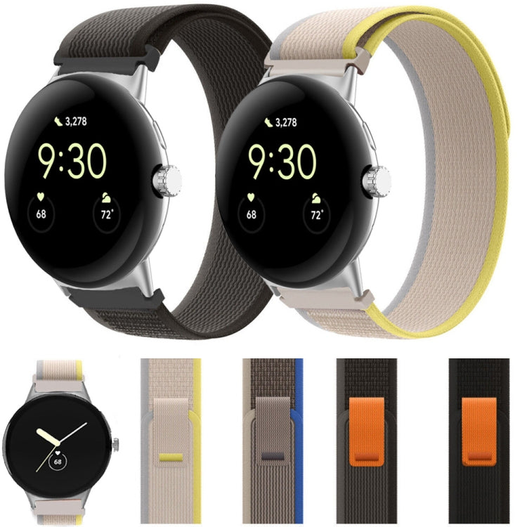 Cinturino per orologio in nylon con connettore argento, For Google Pixel Watch 4 / 3 / 2 / 1 41mm
