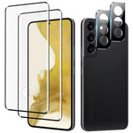 Pellicola in vetro temperato a schermo intero con bordo curvo 2 pezzi 3D con protezione per obiettivo 2 pezzi, For Samsung Galaxy S22+ 5G(ZH), For Samsung Galaxy S22 5G(ZH), For Samsung Galaxy S22 Ultra 5G(ZH)