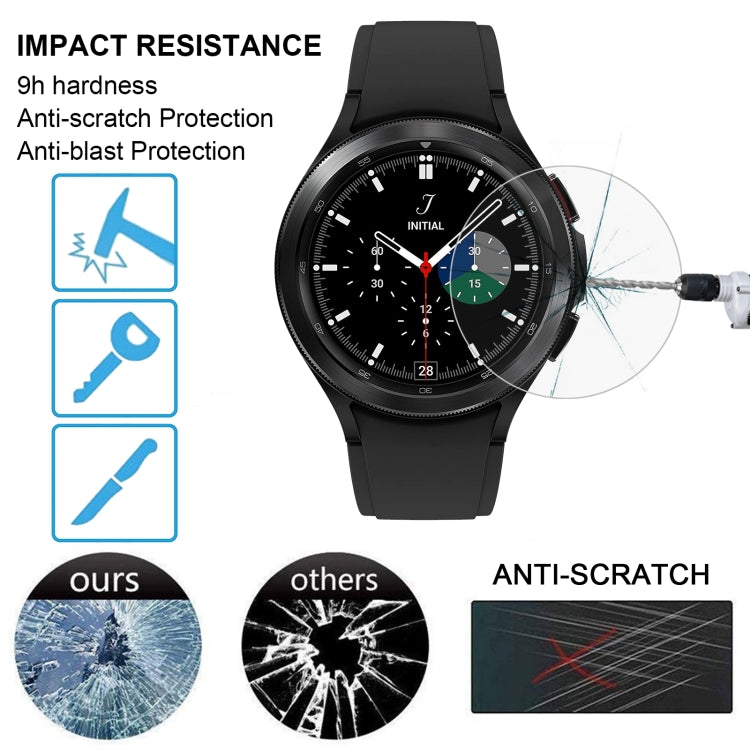 0.26mm 2.5D 9H Pellicola proteggi schermo in vetro temperato per orologio, For Samsung Galaxy Watch4 Classic 46mm, For Samsung Galaxy Watch4 40mm