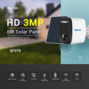 ESCAM QF370 Telecamera IP con pannello solare 3MP Cloud Storage PT WIFI con allarme PIR Supporto visione notturna e audio bidirezionale, QF370