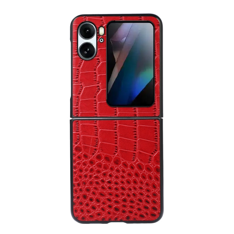 Custodia per telefono in pelle di vacchetta di coccodrillo, For OPPO Find N2 Flip, For OPPO Find N2