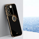 XINLI custodia per telefono in TPU elettrolitico con bordo dritto 6D con supporto per anello, For vivo S16 Pro, For vivo S16e