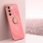 XINLI custodia per telefono in TPU elettrolitico con bordo dritto 6D con supporto per anello, For vivo S16 Pro, For vivo S16e