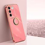 XINLI custodia per telefono in TPU elettrolitico con bordo dritto 6D con supporto per anello, For vivo S16 Pro, For vivo S16e