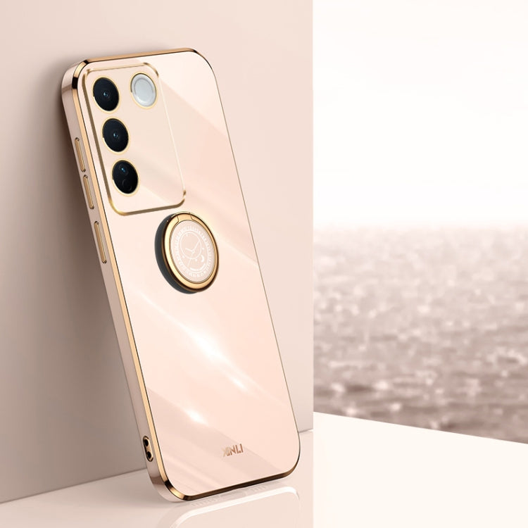 XINLI custodia per telefono in TPU elettrolitico con bordo dritto 6D con supporto per anello, For vivo S16 Pro, For vivo S16e