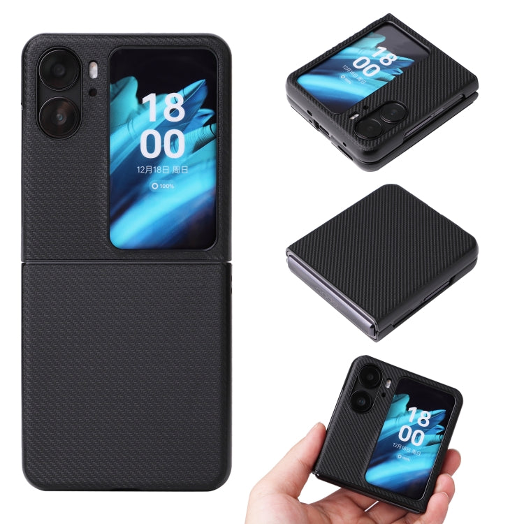 Custodia per telefono in pelle con trama in fibra di carbonio, For OPPO Find N2 Flip, For OPPO Find N2