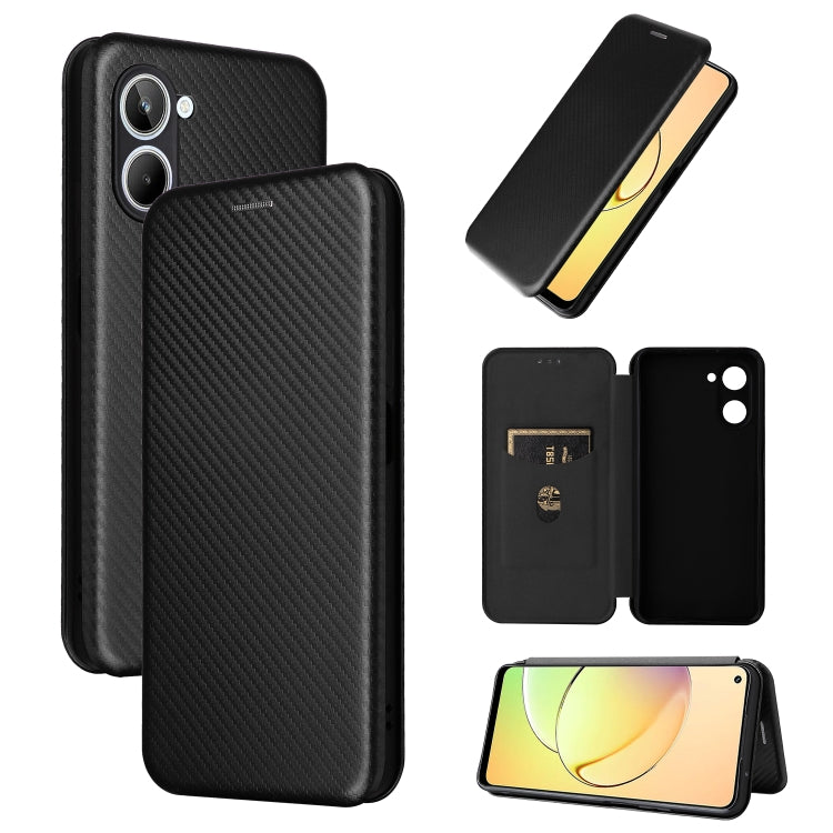 Custodia per telefono in pelle con vibrazione in fibra di carbonio, For OPPO A58 5G, For Realme 10 4G, For Realme 10 Pro, For Realme GT Neo 3T / GT Neo2 5G