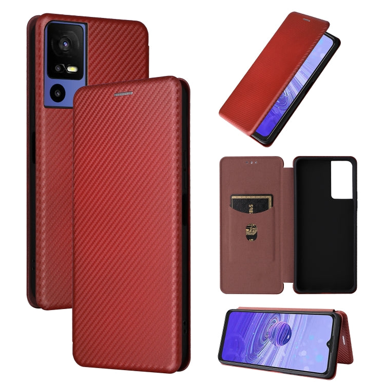 Custodia per telefono in pelle con vibrazione in fibra di carbonio, For OPPO Reno9 / Reno9 Pro 5G, For TCL 40 R 5G, For TCL 40SE, For TCL 405