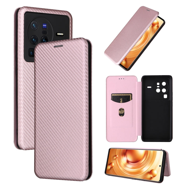 Custodia per telefono in pelle con vibrazione in fibra di carbonio, For vivo X80 Pro 5G, For vivo X90 Pro+ 5G, For Fujitsu Arrows N F-51C, For Google Pixel 7a