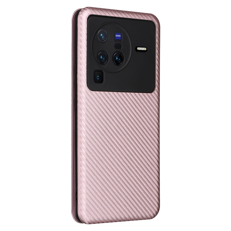 Custodia per telefono in pelle con vibrazione in fibra di carbonio, For vivo X80 Pro 5G, For vivo X90 Pro+ 5G, For Fujitsu Arrows N F-51C, For Google Pixel 7a