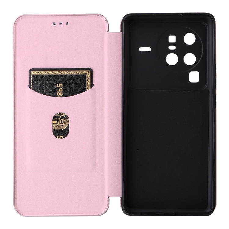 Custodia per telefono in pelle con vibrazione in fibra di carbonio, For vivo X80 Pro 5G, For vivo X90 Pro+ 5G, For Fujitsu Arrows N F-51C, For Google Pixel 7a