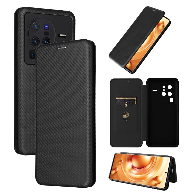 Custodia per telefono in pelle con vibrazione in fibra di carbonio, For vivo X80 Pro 5G, For vivo X90 Pro+ 5G, For Fujitsu Arrows N F-51C, For Google Pixel 7a