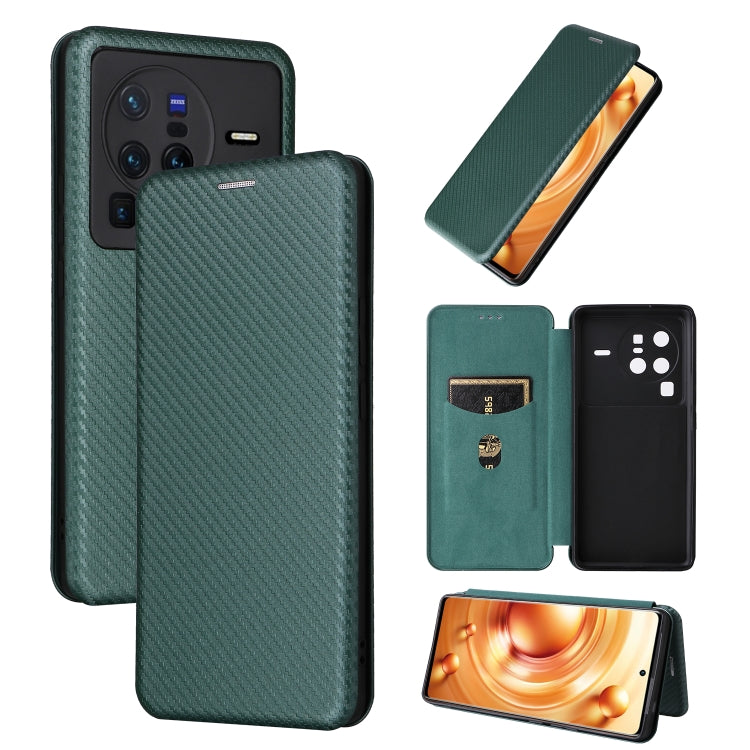 Custodia per telefono in pelle con vibrazione in fibra di carbonio, For vivo X80 Pro 5G, For vivo X90 Pro+ 5G, For Fujitsu Arrows N F-51C, For Google Pixel 7a
