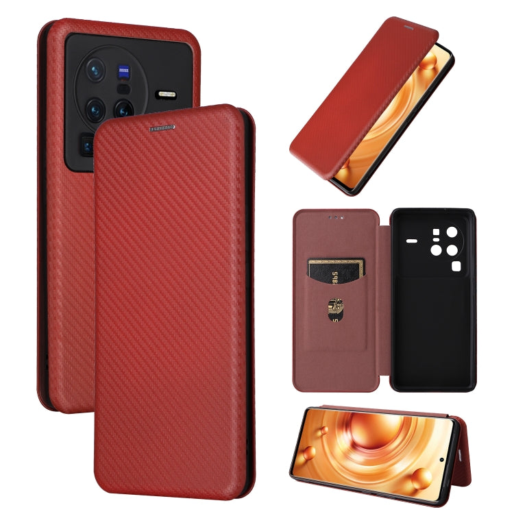 Custodia per telefono in pelle con vibrazione in fibra di carbonio, For vivo X80 Pro 5G, For vivo X90 Pro+ 5G, For Fujitsu Arrows N F-51C, For Google Pixel 7a
