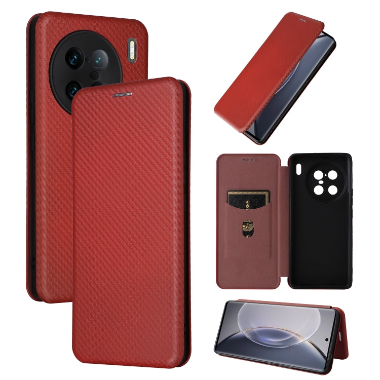 Custodia per telefono in pelle con vibrazione in fibra di carbonio, For vivo X80 Pro 5G, For vivo X90 Pro+ 5G, For Fujitsu Arrows N F-51C, For Google Pixel 7a