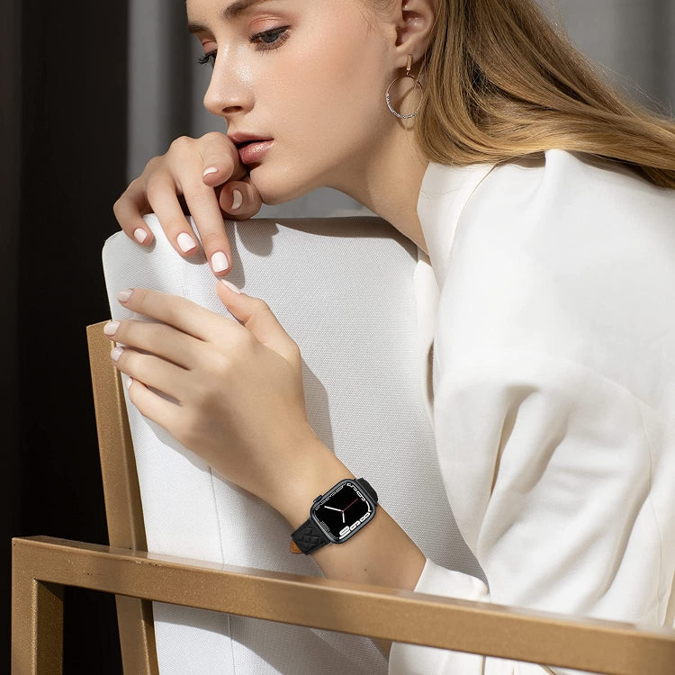 Cinturino per orologio in vera pelle con motivo a rombo per Apple Watch Series 8&7 41mm / SE 2&6&SE&5&4 40mm / 3&2&1 38mm, For Apple Watch Series 8&7 41mm / SE 2&6&SE&5&4 40mm / 3&2&1 38mm
