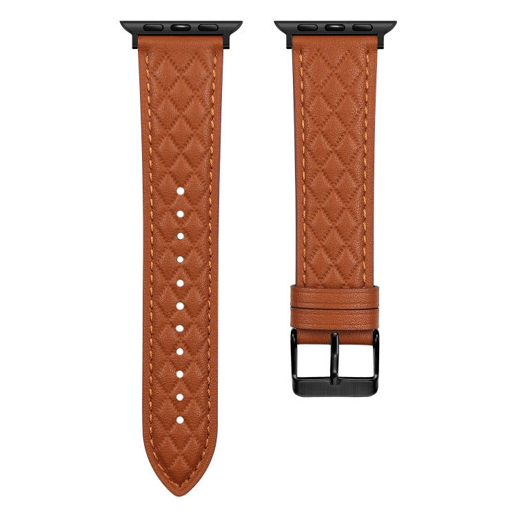 Cinturino in vera pelle con motivo a rombo per Apple Watch Series 8&7 45mm / SE 2&6&SE&5&4 44mm / 3&2&1 42mm, For Apple Watch Series 8&7 45mm / SE 2&6&SE&5&4 44mm / 3&2&1 42mm