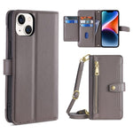 Custodia per telefono in pelle con portafoglio con cerniera a tracolla, For iPhone 14, For iPhone 14 Plus, For iPhone 14 Pro, For iPhone 14 Pro Max