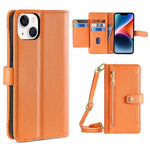 Custodia per telefono in pelle con portafoglio con cerniera a tracolla, For iPhone 14, For iPhone 14 Plus, For iPhone 14 Pro, For iPhone 14 Pro Max
