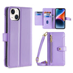 Custodia per telefono in pelle con portafoglio con cerniera a tracolla, For iPhone 14, For iPhone 14 Plus, For iPhone 14 Pro, For iPhone 14 Pro Max