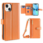 Custodia per telefono in pelle con portafoglio con cerniera a tracolla, For iPhone 13 mini, For iPhone 13, For iPhone 13 Pro, For iPhone 13 Pro Max