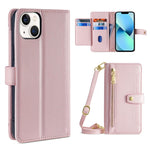 Custodia per telefono in pelle con portafoglio con cerniera a tracolla, For iPhone 13 mini, For iPhone 13, For iPhone 13 Pro, For iPhone 13 Pro Max