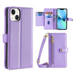 Custodia per telefono in pelle con portafoglio con cerniera a tracolla, For iPhone 13 mini, For iPhone 13, For iPhone 13 Pro, For iPhone 13 Pro Max