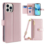 Custodia per telefono in pelle con portafoglio con cerniera a tracolla, For iPhone 13 mini, For iPhone 13, For iPhone 13 Pro, For iPhone 13 Pro Max