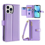 Custodia per telefono in pelle con portafoglio con cerniera a tracolla, For iPhone 13 mini, For iPhone 13, For iPhone 13 Pro, For iPhone 13 Pro Max