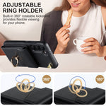 Custodia per telefono con slot per schede RFID con supporto ad anello, For Samsung Galaxy S23+ 5G, For Samsung Galaxy S24 5G, For Samsung Galaxy A12, For Samsung Galaxy A22 5G