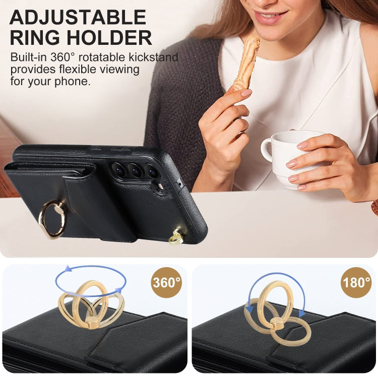 Custodia per telefono con slot per schede RFID con supporto ad anello, For Samsung Galaxy S23+ 5G, For Samsung Galaxy S24 5G, For Samsung Galaxy A12, For Samsung Galaxy A22 5G