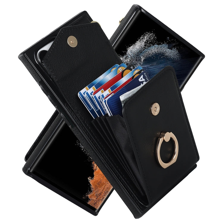 Custodia per telefono con slot per schede RFID con supporto ad anello, For Samsung Galaxy A14 5G, For Samsung Galaxy S23 Ultra 5G