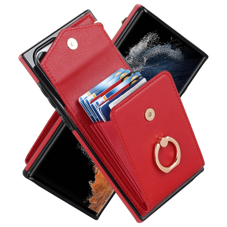Custodia per telefono con slot per schede RFID con supporto ad anello, For Samsung Galaxy A14 5G, For Samsung Galaxy S23 Ultra 5G