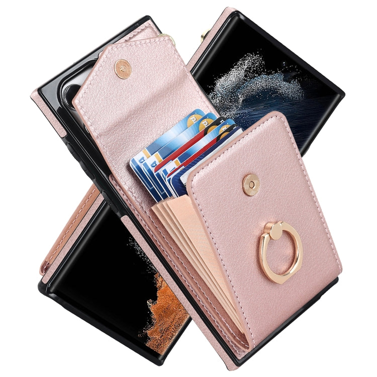Custodia per telefono con slot per schede RFID con supporto ad anello, For Samsung Galaxy A14 5G, For Samsung Galaxy S23 Ultra 5G
