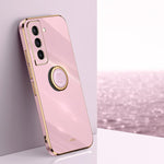 XINLI custodia per telefono in TPU elettrolitico con bordo dritto 6D con supporto per anello, For Samsung Galaxy S21 5G, For Samsung Galaxy S21+ 5G, For Samsung Galaxy S21 Ultra 5G