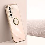 XINLI custodia per telefono in TPU elettrolitico con bordo dritto 6D con supporto per anello, For Samsung Galaxy S21 5G, For Samsung Galaxy S21+ 5G, For Samsung Galaxy S21 Ultra 5G